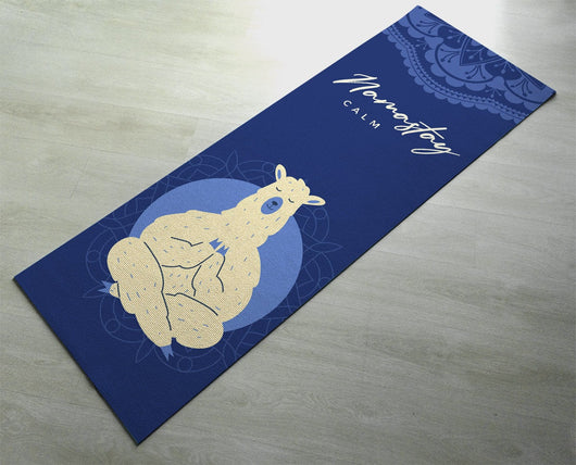 Namastay Calm Llama Yoga Mat - Fitness Mat - Cute Red Yoga  Mat - Non-Slip Yoga Mat - Blue