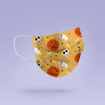 Washable and Reusable Ghost and Pumpkin Halloween Face Mask Emoji Mouth Mask - Halloween Cloth Face Mask -  Mask Cover - Funny Masks