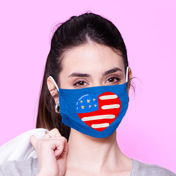 Washable & Reusable American Flag Mask - 4th of July  Mask - Blue Kawaii Face Mask -  Mask Cover - Funny Masks - Funny Face Mask