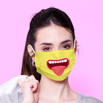 Washable & Reusable Funny Face Mask Cover - Tongue Sticking Out Face Mask