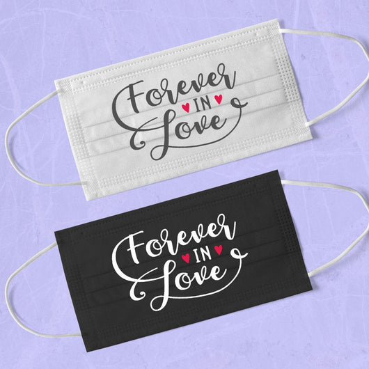 Forever In Love Washable & Reusable Wedding Face Mask - Engagement Face Mask - Couple Face Masks - Face Mask Wedding