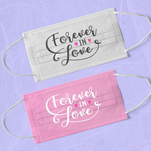 Pink Forever In Love Washable & Reusable Wedding Face Mask - Engagement Face Mask - Couple Face Masks - Face Mask Wedding