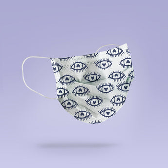 REUSABLE FACE MASK - Soft, Cloth, Heart Eye Mask Design, Washable, Re-Usable -  Heart Print Face Mask