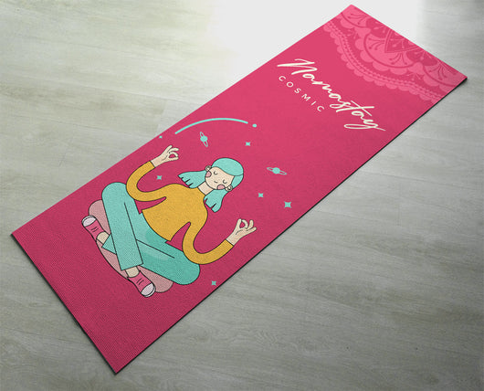 Namastay Cosmic Yogi Yoga Mat - Fitness Mat - Pink Color Cute Yogi - Non-Slip Yoga Mat