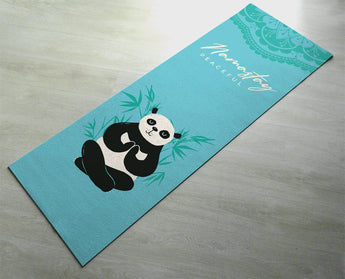 Namastay Peaceful Yogi Yoga Mat - Fitness Mat - Blue Color Cute Yogi - Non-Slip Yoga Mat