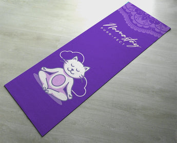 Namastay Purr-fect Mat - Fitness Mat - Cute Red Yoga  Mat - Non-Slip Yoga Mat - Purple