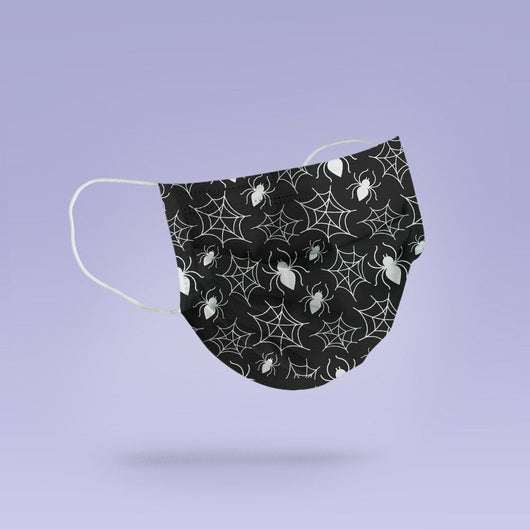 Washable and Reusable Spider & Webs Halloween Face Mask Emoji Mouth Mask - Halloween Cloth Face Mask -  Mask Cover - Funny Masks