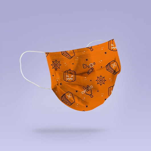 Washable and Reusable Pumpkin and Candy Halloween Face Mask Emoji Mouth Mask - Halloween Cloth Face Mask -  Mask Cover - Funny Masks