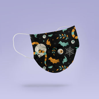 Washable and Reusable Halloween Skulls and Eyeballs -  Face Mask Emoji Mouth Mask - Halloween Cloth Face Mask -  Mask Cover - Funny Masks