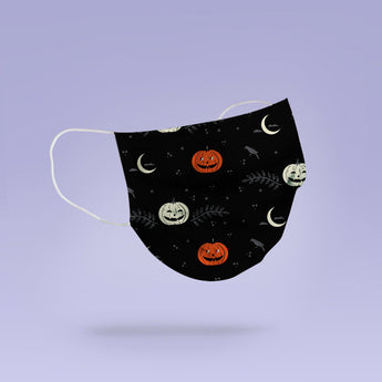 Washable and Reusable Halloween Moon and Pumpkin Mask -  Face Mask Emoji Mouth Mask - Halloween Cloth Face Mask -  Mask Cover - Funny Masks