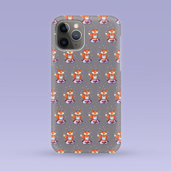 Gray Yoga Fox iPhone Case - Multiple Case Sizes Available -Fox Phone Cover, Durable iPhone Case - Yoga Fox iPhone Case