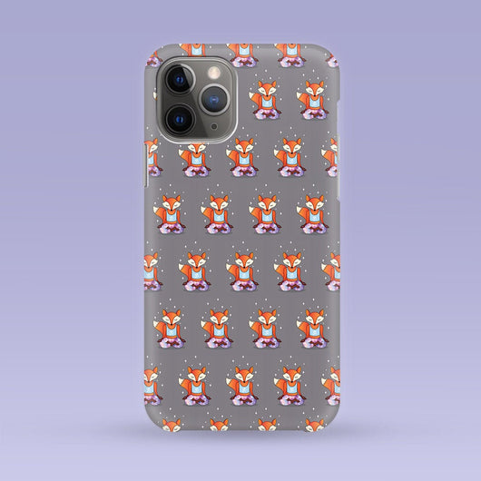 Gray Yoga Fox iPhone Case - Multiple Case Sizes Available -Fox Phone Cover, Durable iPhone Case - Yoga Fox iPhone Case