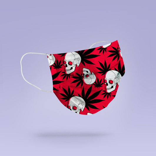 REUSABLE FACE MASK - Soft, Cloth, Washable, Re-Usable, Skull and Leaf Weed- Mouth Cover - Weed Pattern Face Mask
