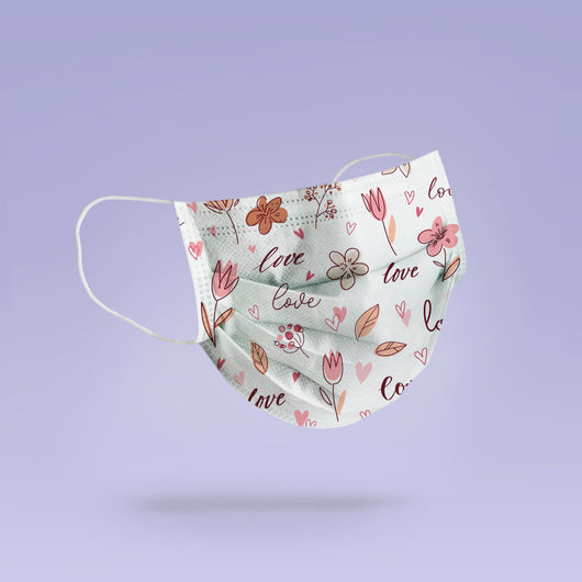 REUSABLE FACE MASK - Soft, Cloth, Washable, Re-Usable, Love and Flowers Mask Mouth Cover - Flower Face Mask