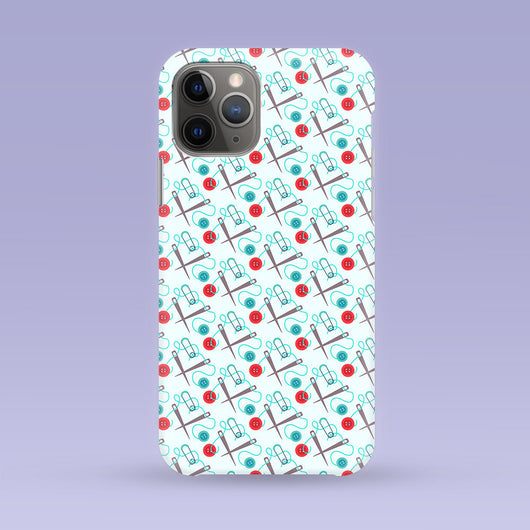 Designer and Seamstress iPhone Case - Multiple Case Sizes Available - Needle & Thread Phone Cover -Sewing iPhone Case