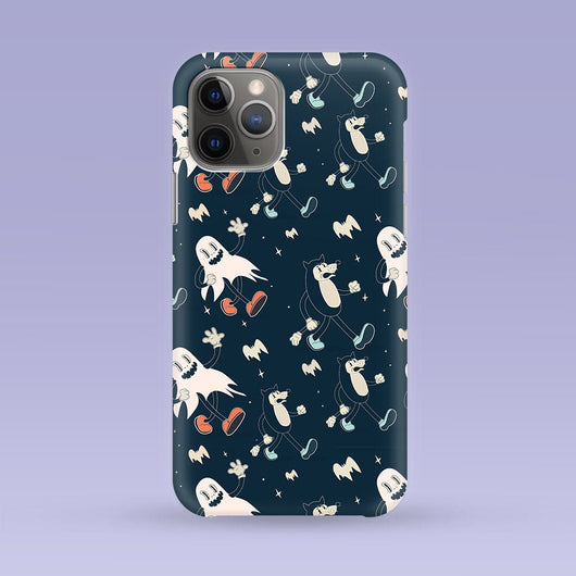 Ghost and Cat iPhone Case - Multiple Case Sizes Available -Pumpkin and Moon iPhone Cover - Halloween Phone Case - Gothic Horror