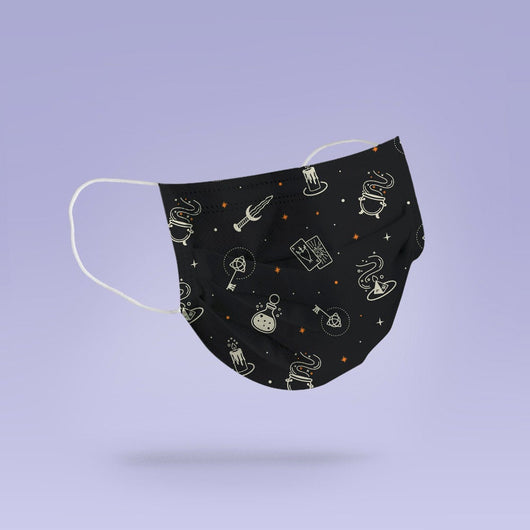 Washable & Reusable Caldron and Candle Halloween Face Mask Cover - Cute Halloween Face Mask  - Zombie Halloween Goth Face Mask Cover