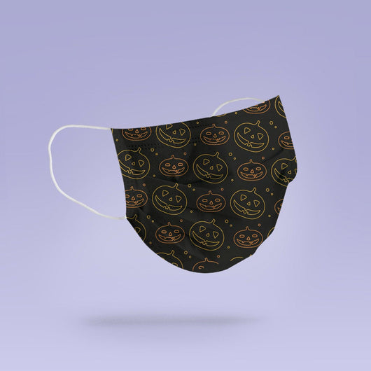 Washable & Reusable Jack o Lantern Mask Cover - Cute Pumpkin Halloween Face Mask  -  Goth Face Mask Cover
