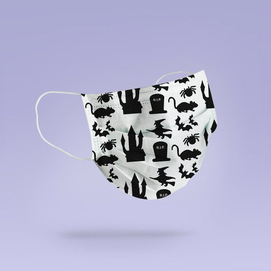 Washable & Reusable Mouse Graveyard Icons Mask Cover - SpookyHalloween Face Mask  -  Goth Face Mask Cover