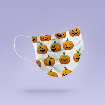 Washable & Reusable Funny Pumpkin Themed Mask Cover - Spooky Halloween Face Mask  -  Goth Face Mask Cover