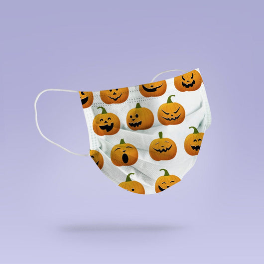 Washable & Reusable Funny Pumpkin Themed Mask Cover - Spooky Halloween Face Mask  -  Goth Face Mask Cover
