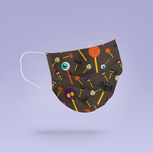 Halloween Candy Washable & Reusable Halloween Themed Mask Cover - Spooky Halloween Face Mask  -  Goth Face Mask Cover