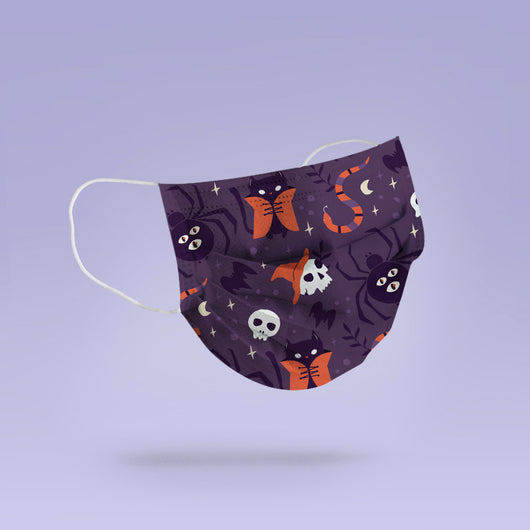 Washable & Reusable Halloween Skulls and Spiders Mask Cover - Spooky Halloween Face Mask  -  Goth Face Mask Cover