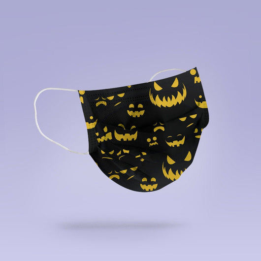 Washable & Reusable Cute Pumpkin and Jack O Lantern Mask Cover - Spooky Halloween Face Mask  -  Goth Face Mask Cover