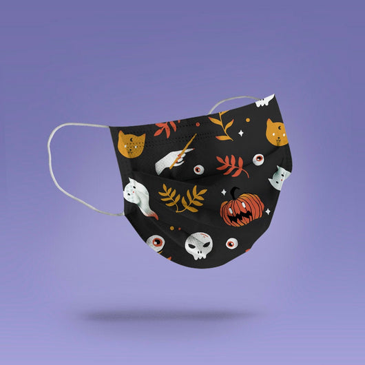 Washable & Reusable Spooky Wand and Demon Cat Mask Cover - Spooky Halloween Face Mask  -  Goth Face Mask Cover