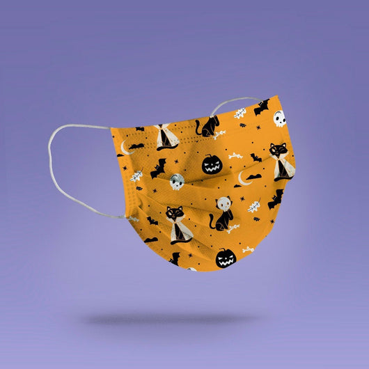 Washable & Reusable Cat Costume Face Mask Cover - Spooky Ghost Halloween Face Mask  -  Goth Face Mask Cover