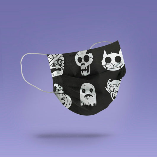 Washable & Reusable Halloween Skull Mask Cover - Spooky Ghost Halloween Face Mask  -  Goth Face Mask Cover