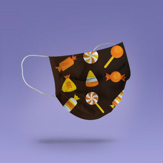 Washable & Reusable Halloween Candy Corn Mask Cover - Candy Halloween Face Mask  -  Goth Face Mask Cover