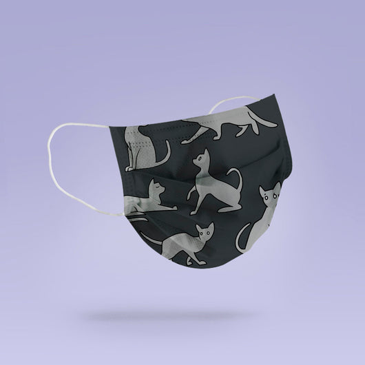 Washable & Reusable Creepy Cat Cover - Cat Halloween Face Mask  -  Goth Face Mask Cover