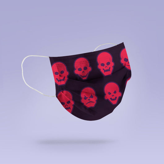 Washable & Reusable Red Skull Face Mask - Skull Halloween Face Mask  -  Goth Face Mask Cover