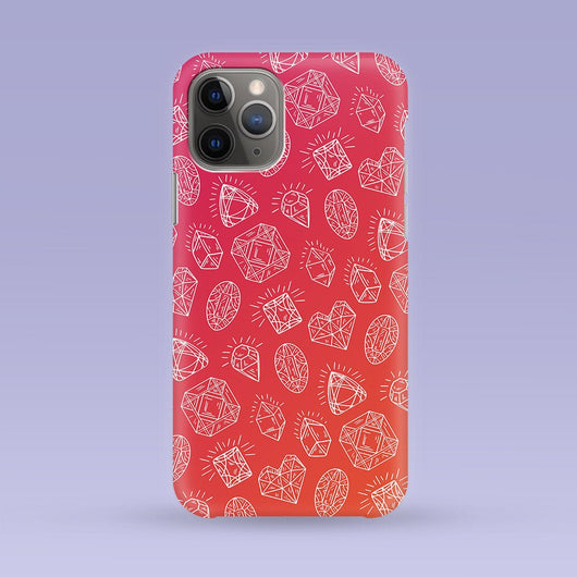 Pink and Orange Crystals iPhone Case - Multiple Case Sizes Available - Crystal Phone Cover -Crystal Elephant iPhone Case