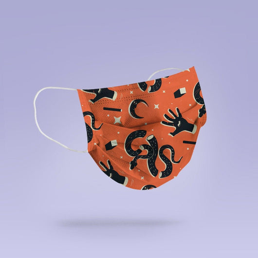 Washable & Reusable Orange Snake and Hands Cloth Face Mask Cover - Cute Face Mask  - Face Mask Cover
