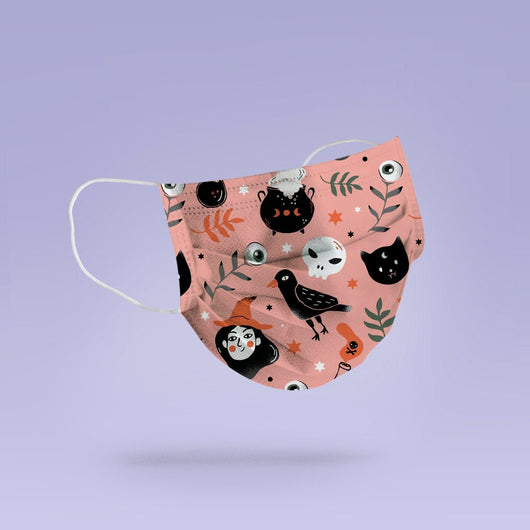 Washable & Reusable Halloween Witch Cloth Face Mask Cover - Cute Witch Face Mask  - Halloween Goth Face Mask Cover