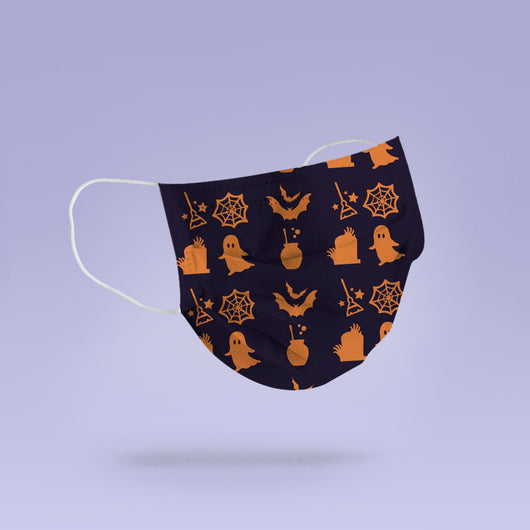 Washable & Reusable Ghost and Pumpkin Face Mask Cover - Cute Halloween Face Mask  - Halloween Goth Face Mask Cover