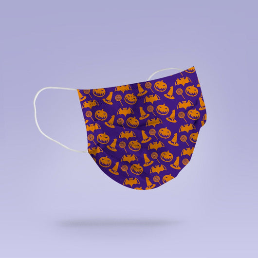 Washable & Reusable Pumpkin and Witch Mask Cover - Cute Halloween Face Mask  - Zombie Halloween Goth Face Mask Cover