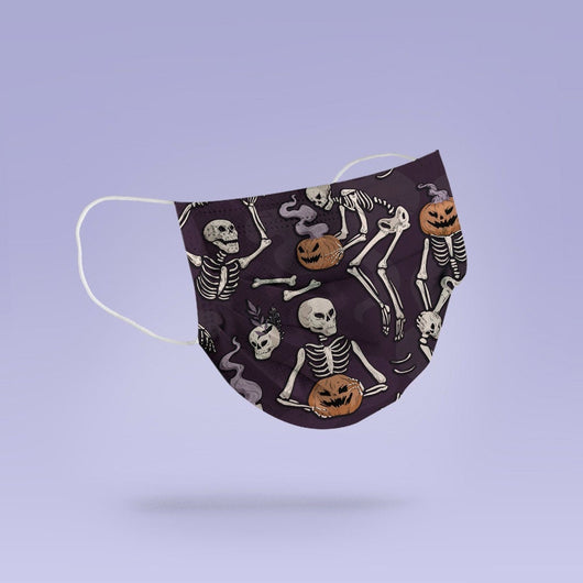 Washable & Reusable Skeleton Pumpkin Mask Cover - Cute Pumpkin Halloween Face Mask  -  Goth Face Mask Cover