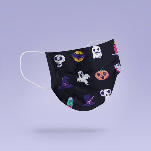 Washable & Reusable Cut Halloween Icons Mask Cover - Cute Halloween Face Mask  -  Goth Face Mask Cover