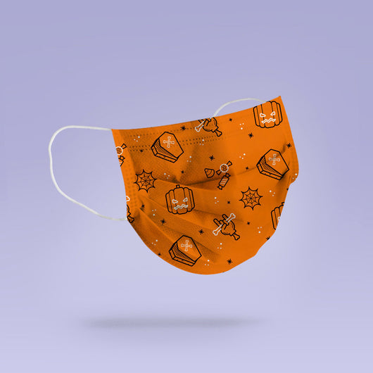 Washable & Reusable Pumpkin Mask Cover - Spooky Halloween Face Mask  -  Goth Face Mask Cover
