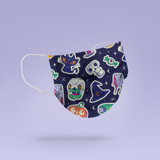 Washable & Reusable Cool Zombie, Cat and Pumpkin Mask Cover - Spooky Halloween Face Mask  -  Goth Face Mask Cover