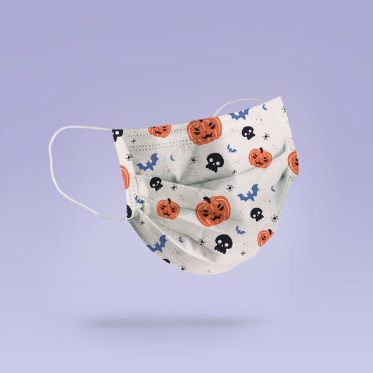 Washable & Reusable Cute Pumpkin and Skulls and Caldrons Mask Cover - Spooky Halloween Face Mask  -  Goth Face Mask Cover