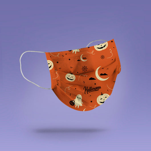 Washable & Reusable Halloween Pumpkin Mask Cover - Spooky Halloween Face Mask  -  Goth Face Mask Cover