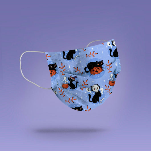 Washable & Reusable Halloween Cats Mask Cover - Spooky Ghost Halloween Face Mask  -  Goth Face Mask Cover