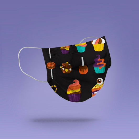 Washable & Reusable Halloween Candy and Treats Mask Cover - Spooky Ghost Halloween Face Mask  -  Goth Face Mask Cover