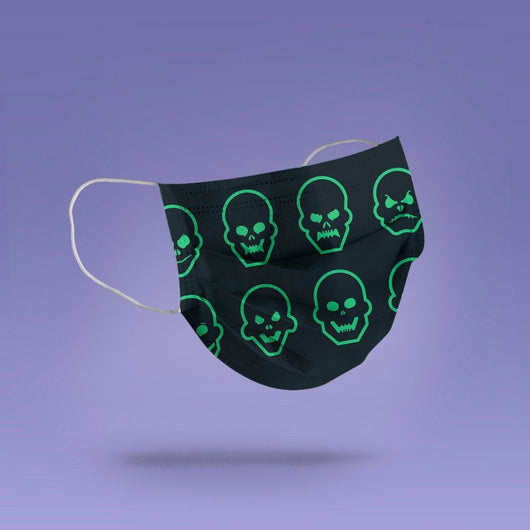 Washable & Reusable Demon Skelton - Skeleton Halloween Face Mask  -  Goth Face Mask Cover