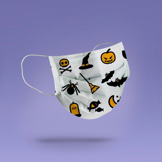Washable & Reusable Skull and Pumpkins - Scary Pumpkin Halloween Face Mask  -  Goth Face Mask Cover
