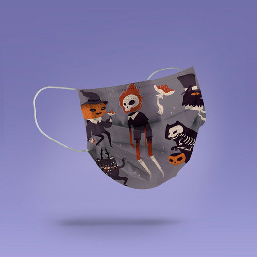 Washable & Reusable Demon Pumpkin and Ghost Mask Cover - Ghost Halloween Face Mask  -  Goth Face Mask Cover